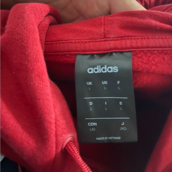 Adidas Men's Essentials 3-stripes Pullover Fleece Hooded Sweatshirt LARGE - Picture 3 of 4